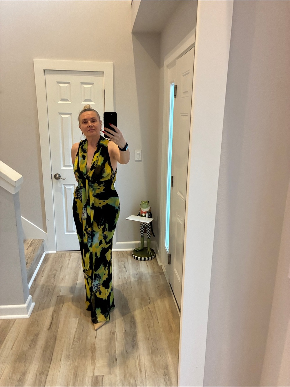 Zara Yellow and Black Abstract Halter Maxi Dress